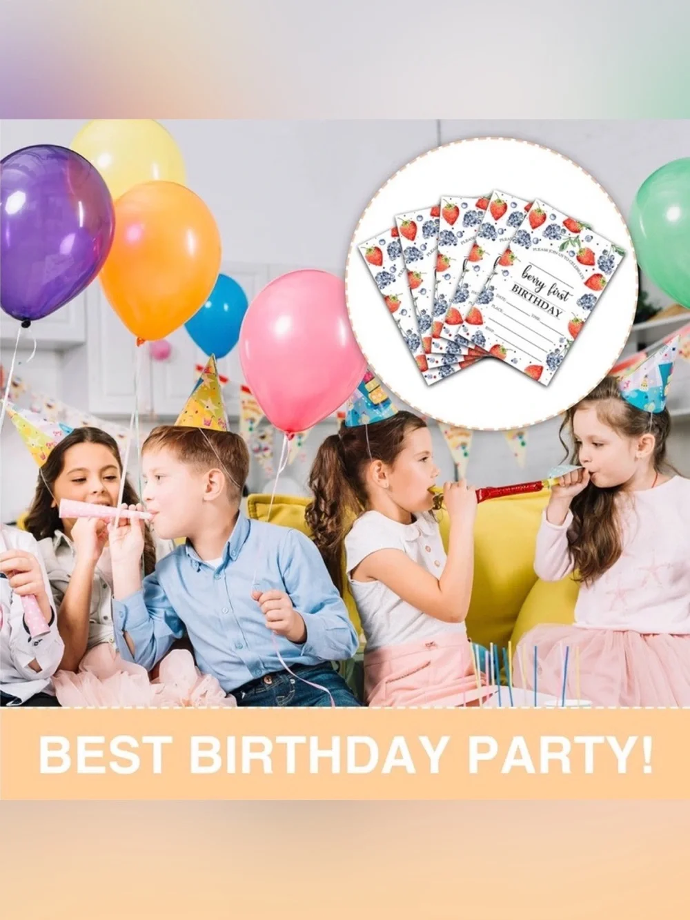5for$10 Berry 1st Birthday Invitations, 20-Pack Double-sided Strawberry Party